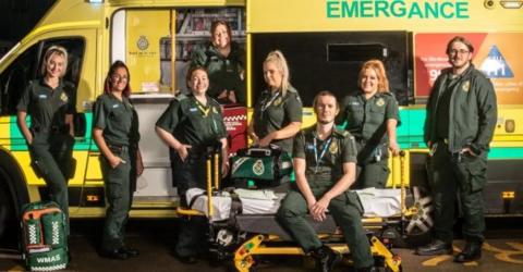 An ambulance crew