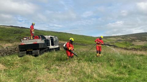 Firefighters on the moors