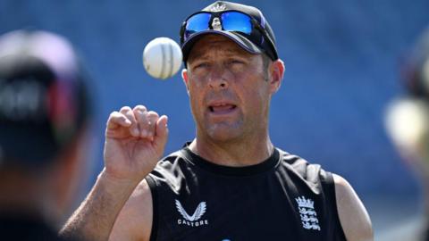 England coach Marcus Trescothick during a nets session.