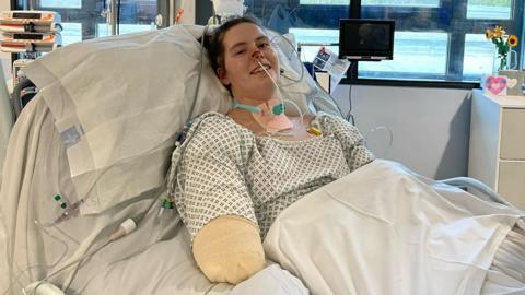 Lily in hospital after having all four limbs amputated