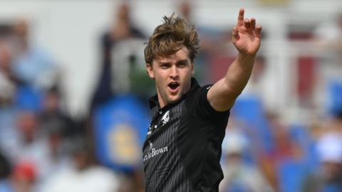 Tom Lammonby appeals during the game against Sussex