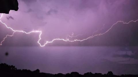 A lightening bolt in the sky over Wombourne, Staffordshire