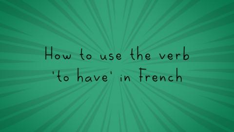 How to use the verb 'to have' in French