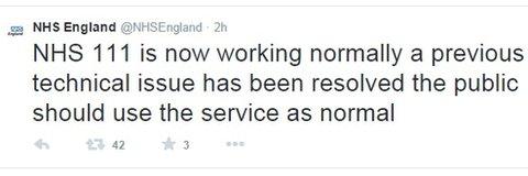 NHS England tweet