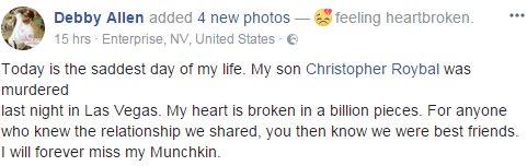 Debby Allen's post on Facebook