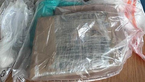 Suspected illegal drugs in a plastic bag 