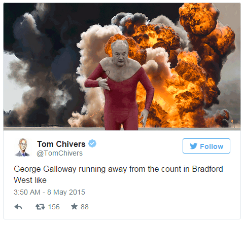 George Galloway running away from explosion