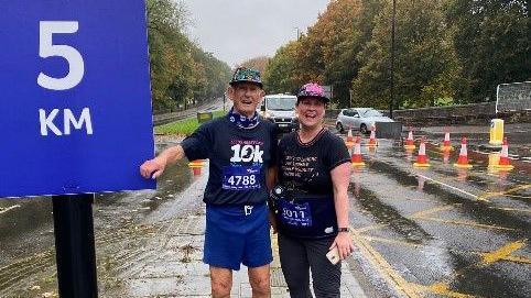 Keith and Clare outside Kirkstall Abbey during a previous race