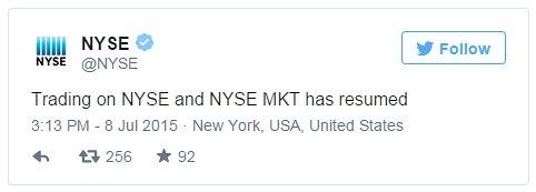 Tweet by NYSE - 8 July 2015