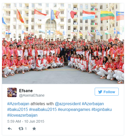 Tweet of Azeri European Games team