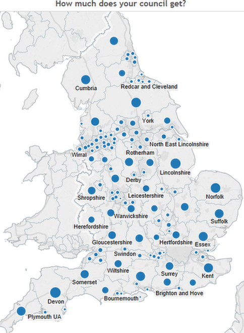 Map showing where pothole funding will go