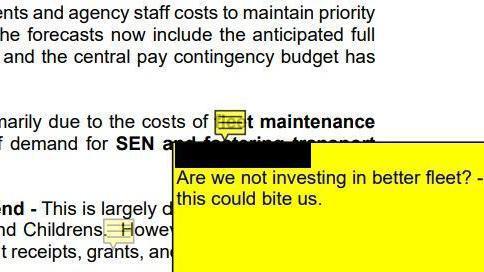 A screenshot of comments that were inadvertently published by North Lincolnshire Council