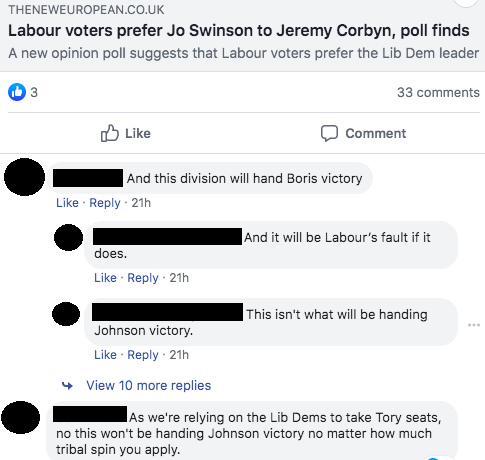 'this division will hand Boris's victory'... 'and it will be Labour's fault if it does'