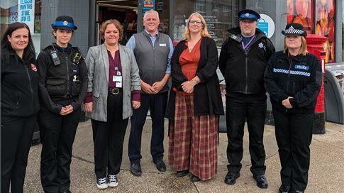 A group shot of representatives including police officers at the roll out of the safe spaces scheme in Dover