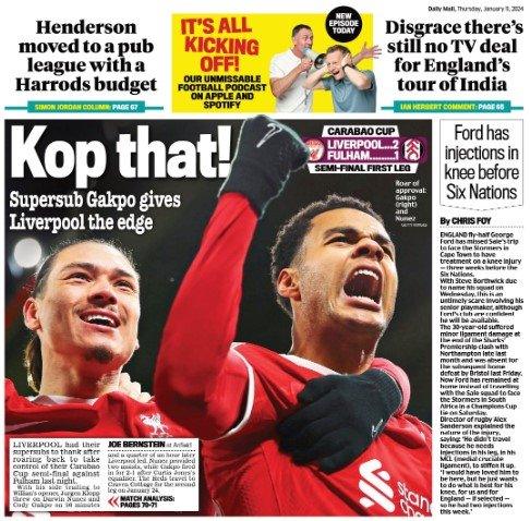 The back page of the Daily Mail