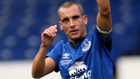 Everton's Leon Osman salutes the Goodison Park crowd