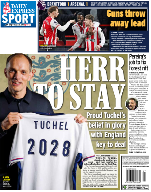 Express back page: 'Herr to stay'