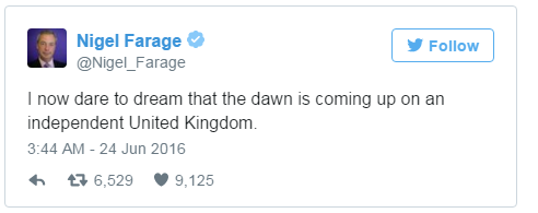 "Dare to dream that the dawn is breaking on an independent United Kingdom."