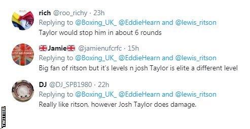 Twitter reaction to Taylor v Ritson potential fight