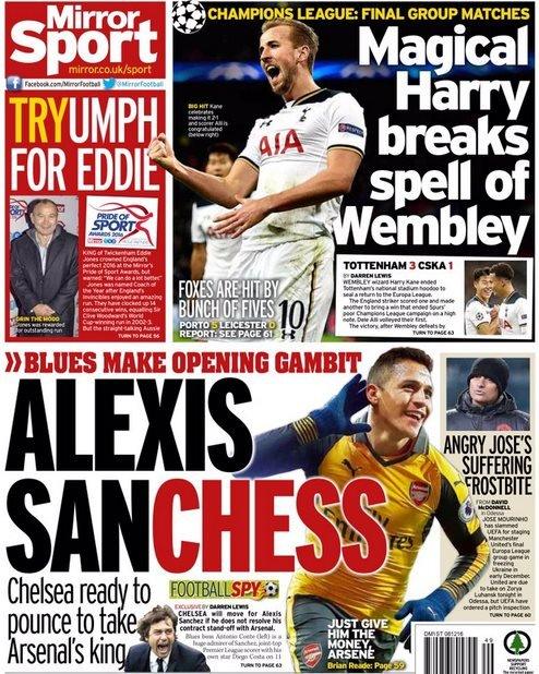 The Mirror runs a story on Chelsea making a move for Alexis Sanchez