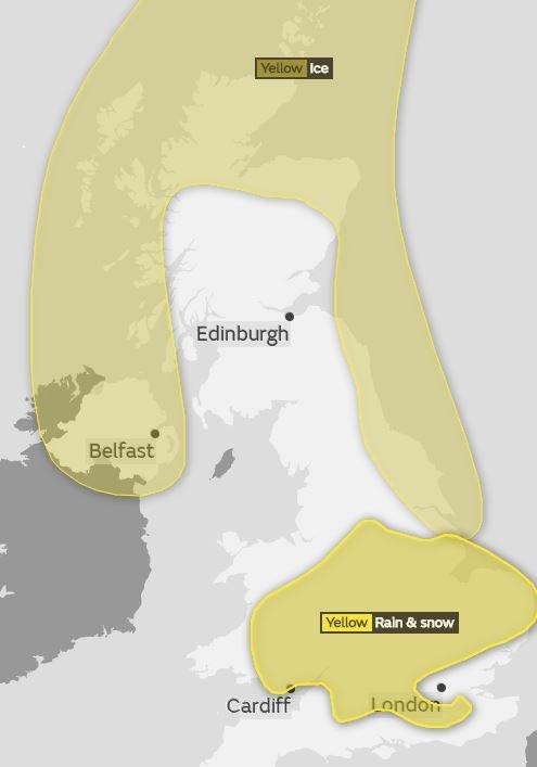 Map of weather warnings