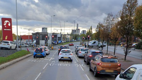 Traffic builds up on Albion Way in Salford