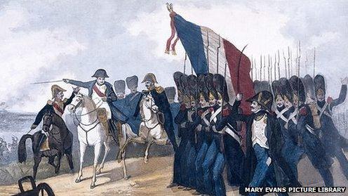 Napoleon with the French army at Waterloo.