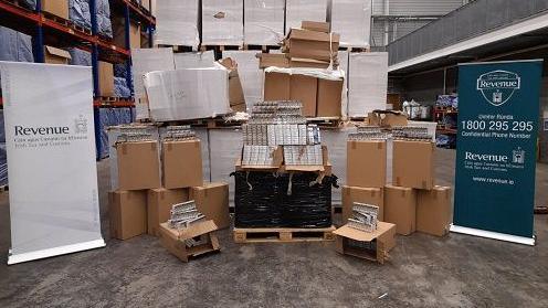 Boxes of cigarettes seized by Irish Customs and Revenue