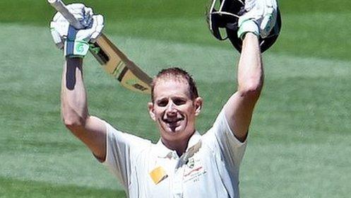 Adam Voges celebrates his century