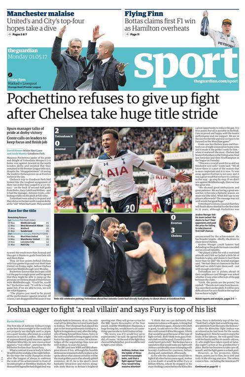 Monday's Guardian back page