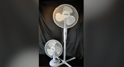A picture of one big fan and one small fan.