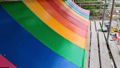 The rainbow colours of the canopy