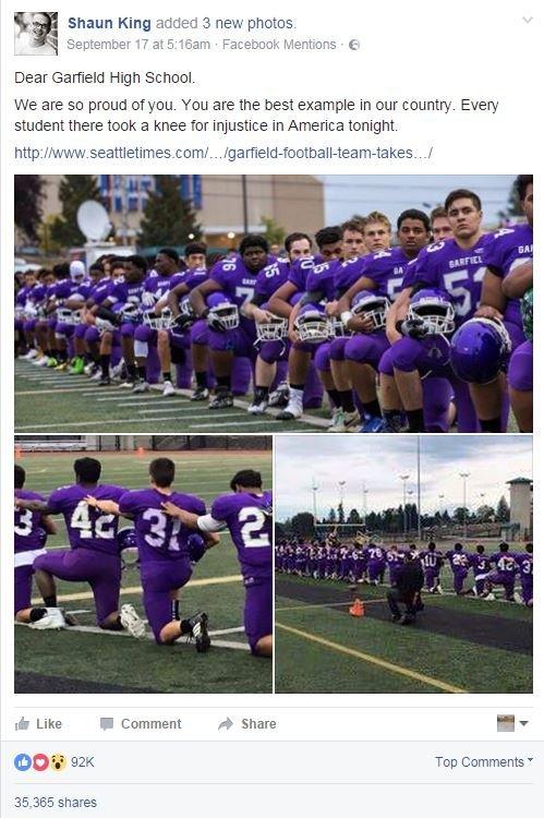 Garfield High players kneel