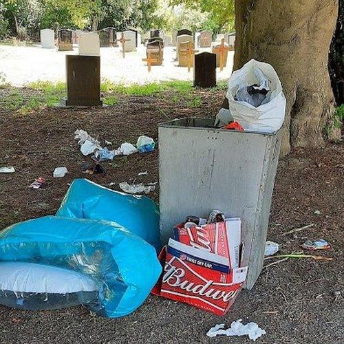 Litter at Ilkley cemetery