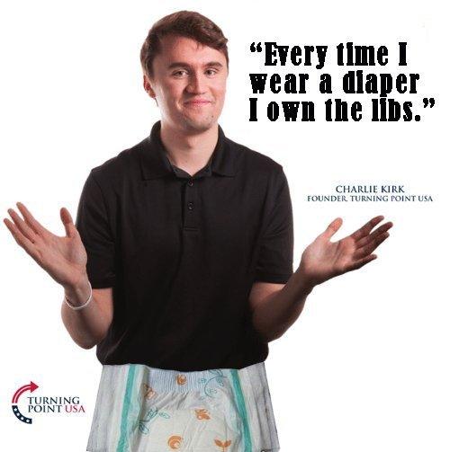 Mock image of Charlie Kirk in diapers from Twitter