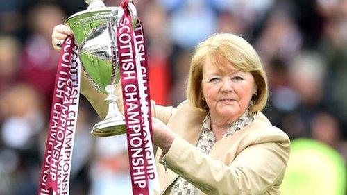 Ann Budge with the Scottish Championship trophy