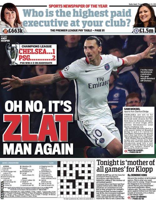 Thursday's Daily Mail back page