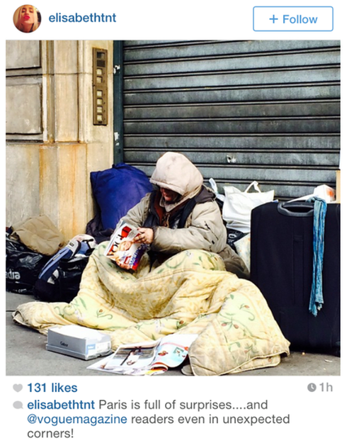 Instagram photo of homeless person