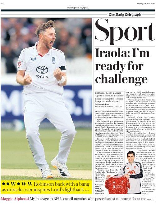 The Daily Telegraph sports section