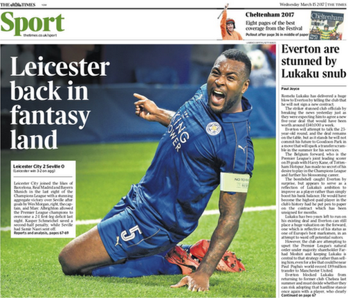 The Times' back page on Wednesday