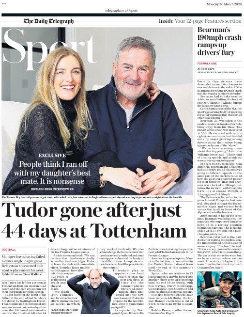 The Daily Telegraph sports section 