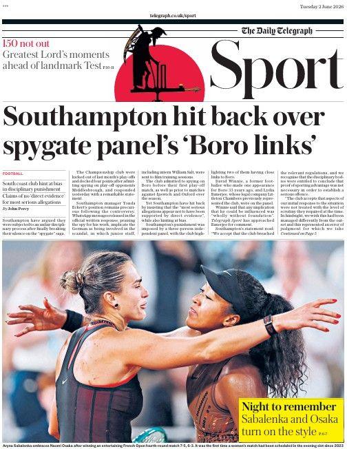 The Daily Telegraph sports section