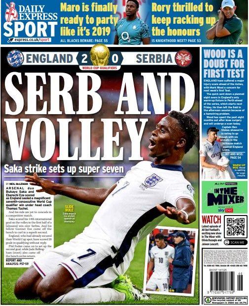 The back page of the Daily Express