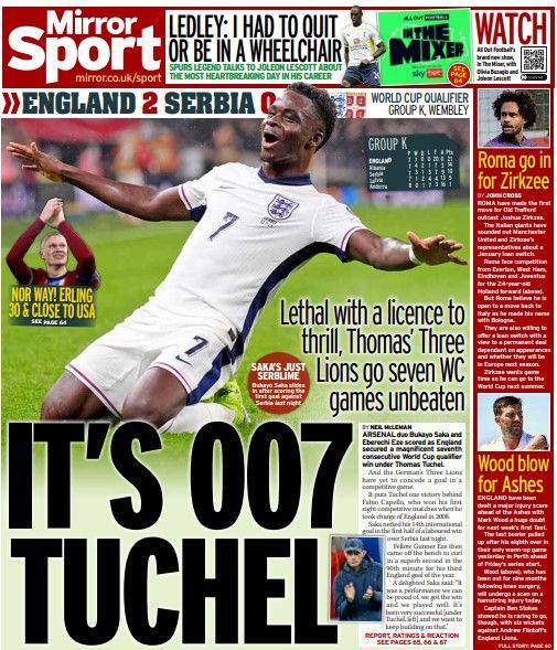 The back page of the Daily Mirror
