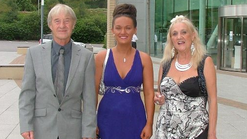 Michaela with her grandmother at a wedding