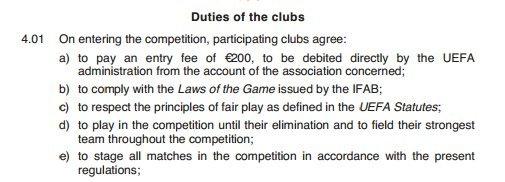 Uefa's rules on team's Champions League participation