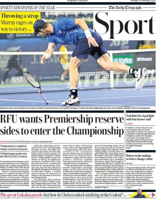 The Telegraph highlights Andy Murray's first-round win in Dubai