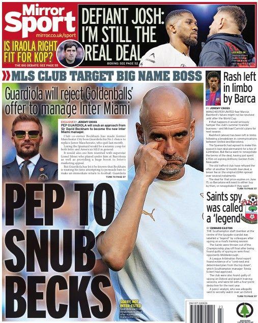 The Daily Mirror back page