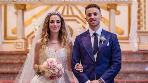 Diogo Jota pictured at his wedding to Rute Cardoso