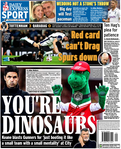 Back page of the Daily Express on 27 September 2024